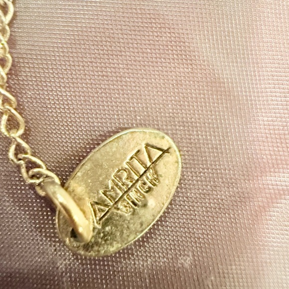 Amrita Singh White/Gold Statement Necklace with Pearl Stones MSRP $145 - Picture 4 of 6